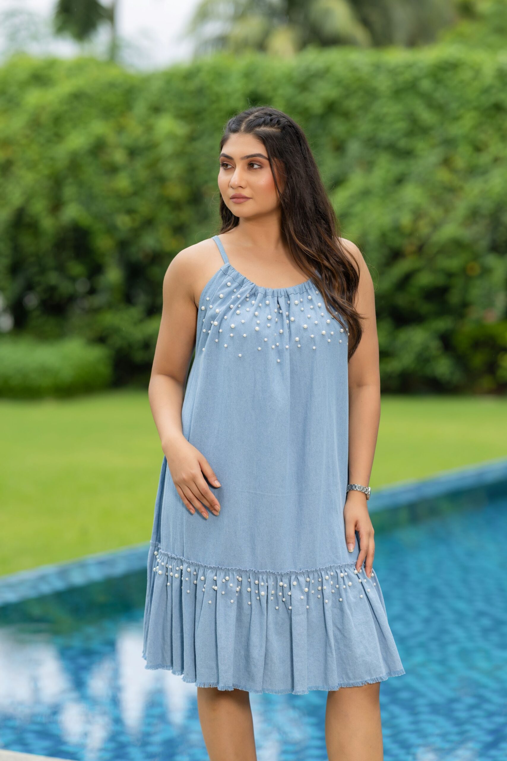 Denim Dewdrop Dress - Image 3